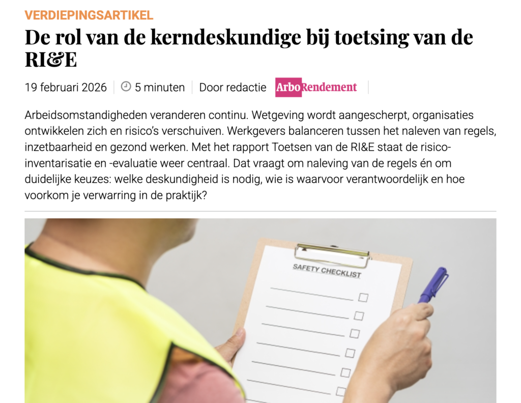Kerndeskundige als sterspeler bij RI&E